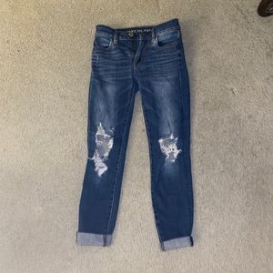 American Eagle Skinny Dark Wash Ripped Jeans